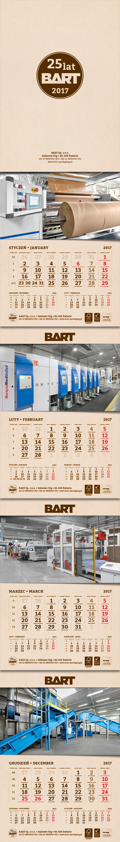 Bart Packaging, kalendarz planszowy 2017