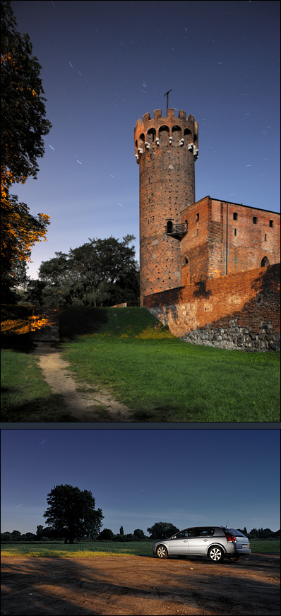 świecki zamek w świetle księżyca